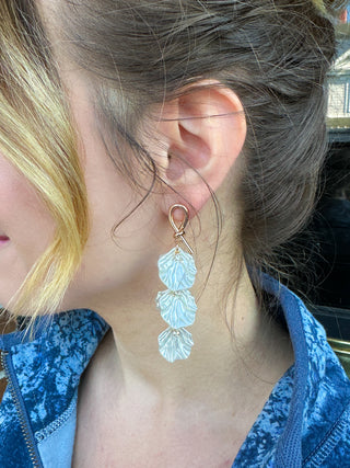 Gold and Pearl Shell Dangle Earrings