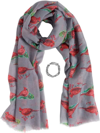 Grey Cardinal Scarf + Bracelet Set