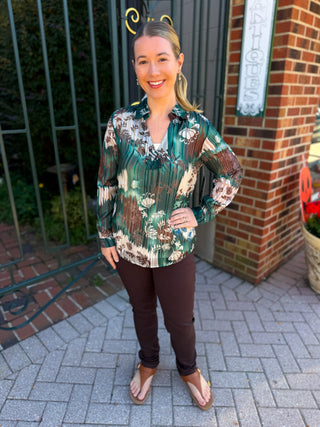 Charlie B Cuffed Hem Twill Jeans in Coffee