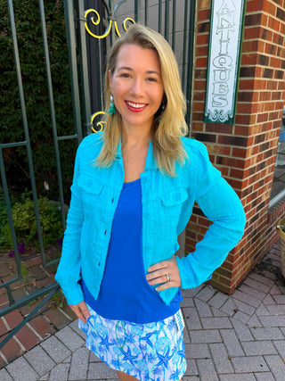Lulu B Turquoise Linen Jacket