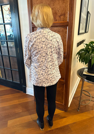 Lulu B White and Gold Cocktails Zip Jacket