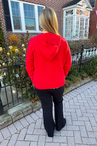 Lulu B Red Hooded Chenille Zip Jacket