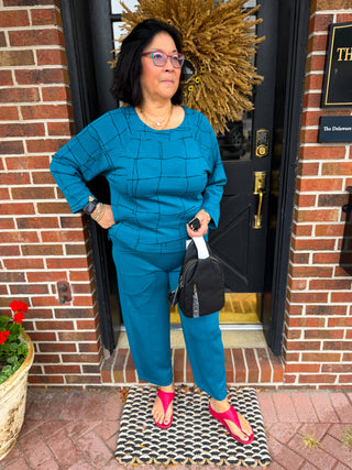 Olivia by Habitat Teal Featherlux Window Pane Pullover