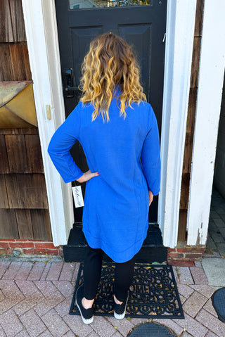 Lulu B Blue Waffle Knit Quarter Zip Dress