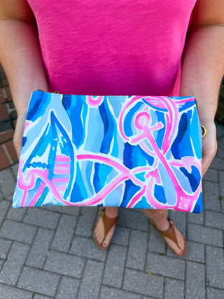 Pink Anchor Watercolor Crossbody Bag