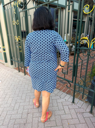 Lulu B Periwinkle and Navy Geometric Link UPF 50+ Zip Skort