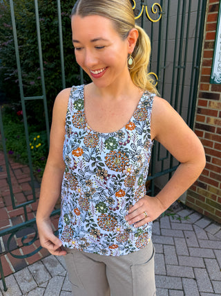 Lulu B Rustic Bloom UPF 50+ Scoop Neck Tank