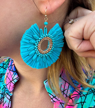 Blue Ruffle Earrings