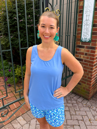 Lulu B Clear Periwinkle UPF 50+ Scoop Neck Tank