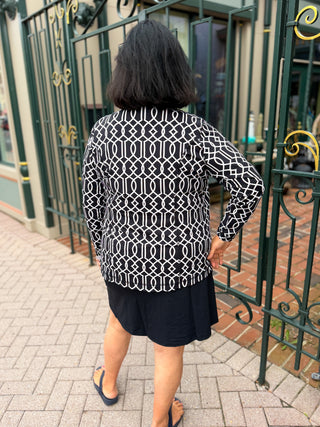 Lulu B Black and Stone Loops Zip Jacket