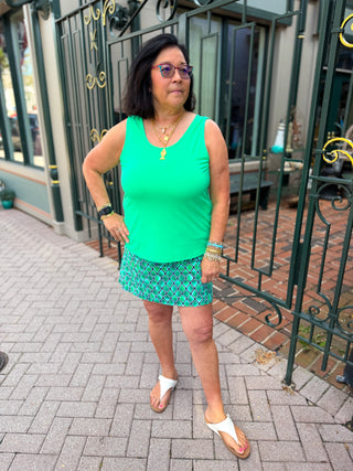 Lulu B Clear Kelly UPF 50+ Scoop Neck Tank