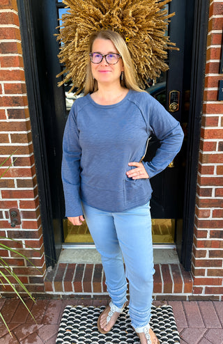 Escape by Habitat Denim Pocket Pullover Cotton Top