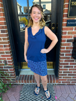 Lulu B Periwinkle Giraffe Zip Skort