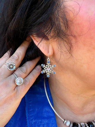 Blue Snowflake Earrings
