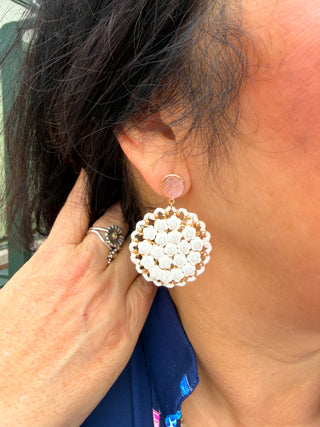 White Circle Earrings