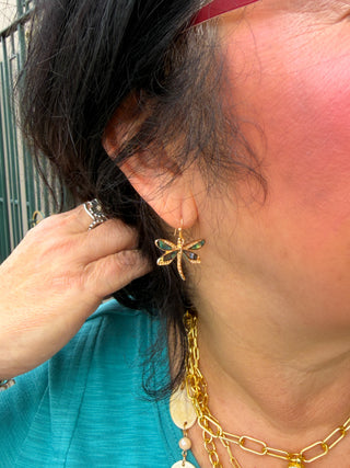 Abalone Dragonfly Earrings