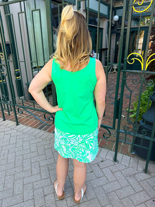 Lulu B Clear Kelly Hibiscus Zip Skort