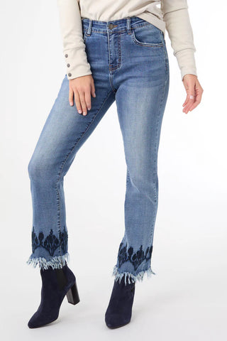 EverStretch Straight Ankle Jeans with Bottom Embroidery