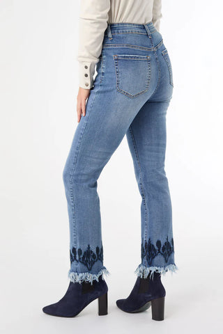 EverStretch Straight Ankle Jeans with Bottom Embroidery
