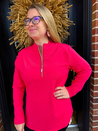 Lulu B Coral Quarter Zip Pullover