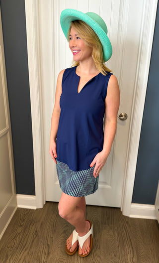 Lulu B Navy Grid Zip Skort