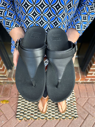 FITFLOPS LULU LEATHER ADJUSTABLE TOEPOST SANDAL BLACK – Blooming