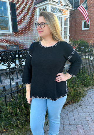 Lulu B Black Embroidered Sweater