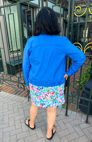 Tango Mango Stretch Linen Jacket True Blue