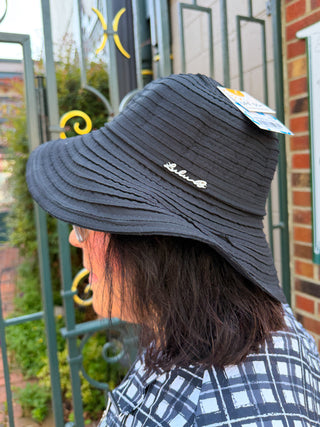 Lulu B Black Ribbon Fabric Sun Hat