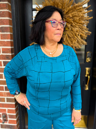Olivia by Habitat Teal Featherlux Window Pane Pullover