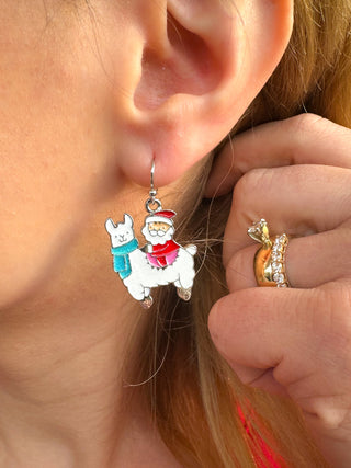 Santa Llama Earrings