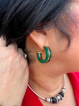 Green Hoop Earrings