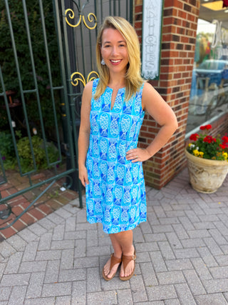 Lulu B Coastal Fish UPF 50+ Open Cut Dress