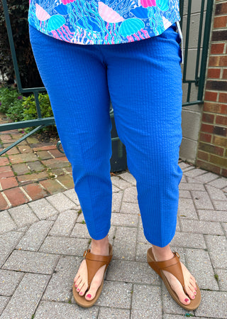 Beachtime by Lulu B Blue Seersucker Capri