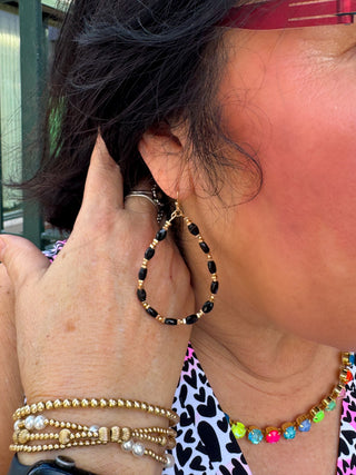 Black Beaded Teardrop Earrings