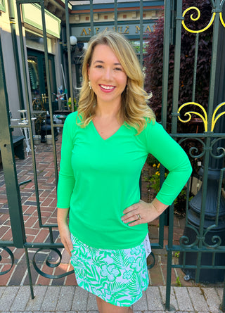 Lulu B Clear Kelly V-Neck Top