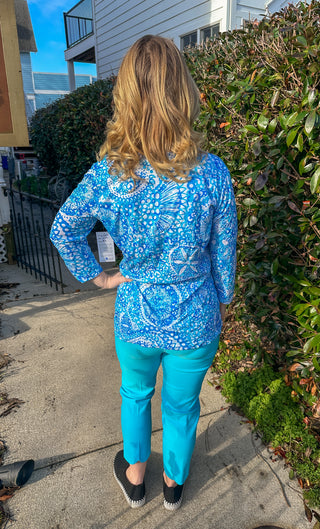 Tango Mango Paisley Waters V-Neck Tulip Hem Top