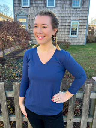 Lulu B Navy V-Neck Top