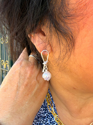 Silver Pearl Knot Earrings