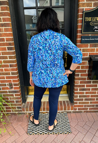 Lulu B Dark Blue Vine Button Tunic