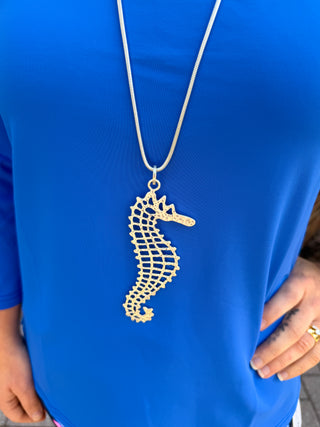 Hammered seahorse necklace