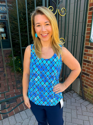 Beachtime by Lulu B Blue Window Pane Basic Tank