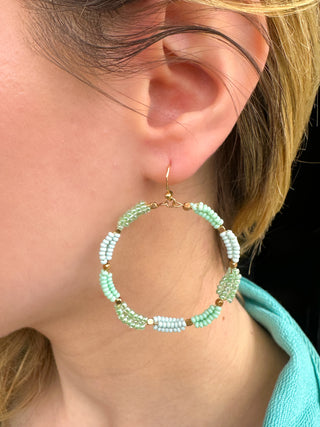 Pale Green Beaded Earrings
