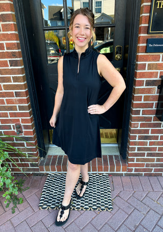 Beachtime by Lulu B Black Sleeveless Quarter Zip Dress