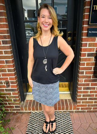 Beachtime by Lulu B Black Abstract 2-Pocket Skort