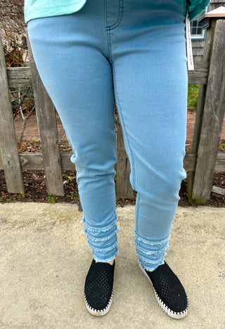 Lulu B Denim Fringe Pant Light Wash