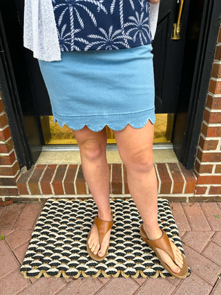 Lulu Scallop Light Denim Skort
