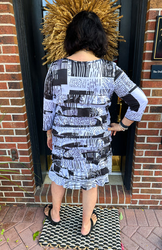 Tango Mango Classic Patchwork Long Sleeve Cha Cha Dress