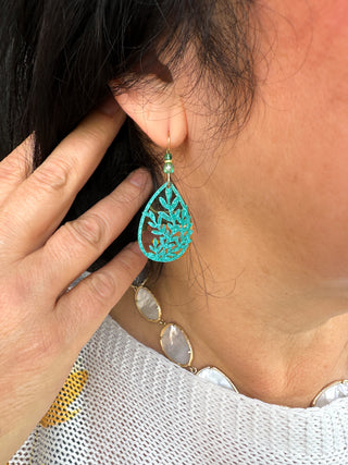 Adajio Teal Leaf Earrings
