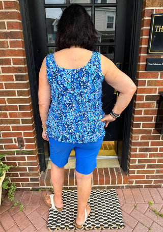 Lulu B Dark Blue Vine Sleeveless Cha Cha Tank